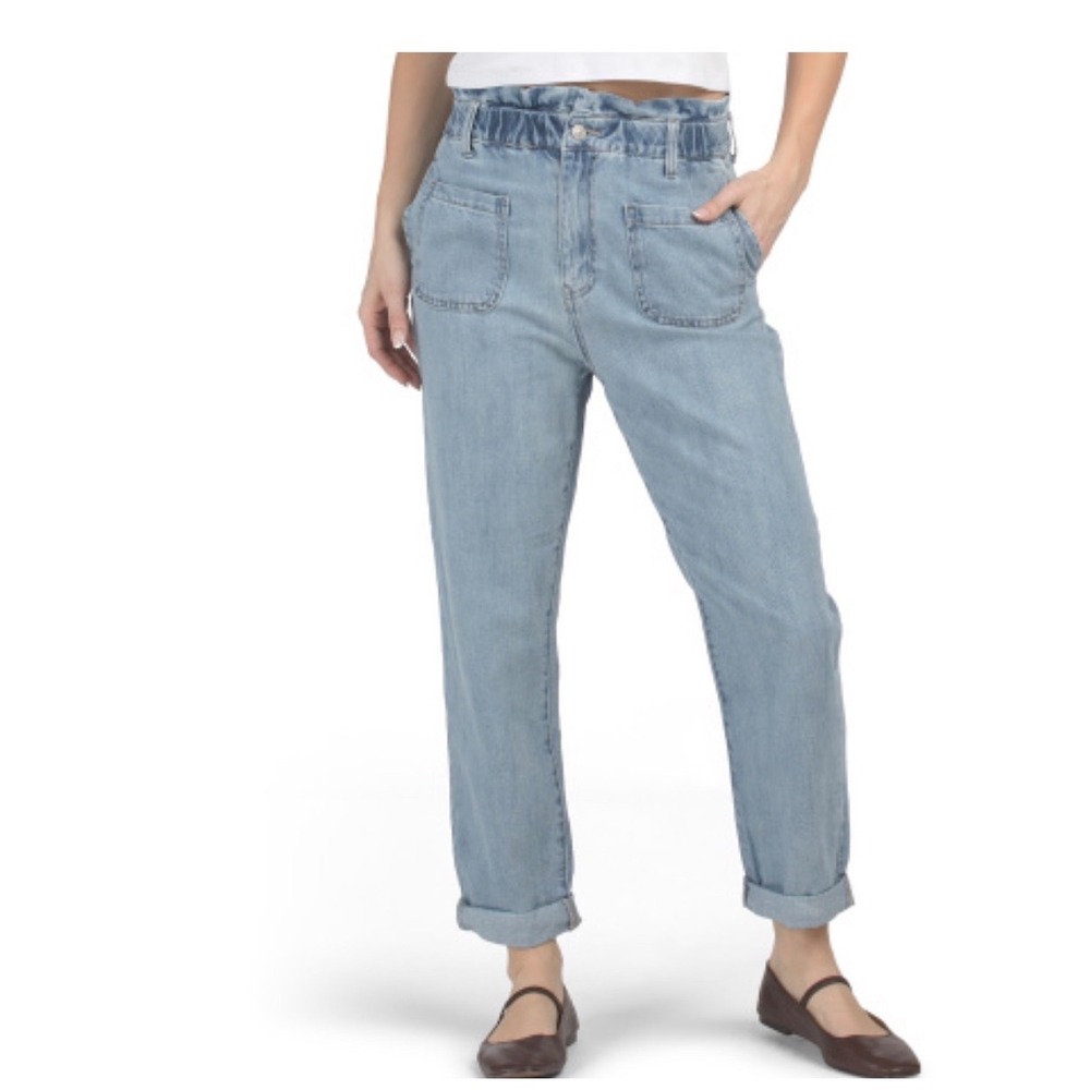 Grey Lab Women Paperbag Waist Pocket Detail Jeans Light Wash Denim XS‎ JJ1012P